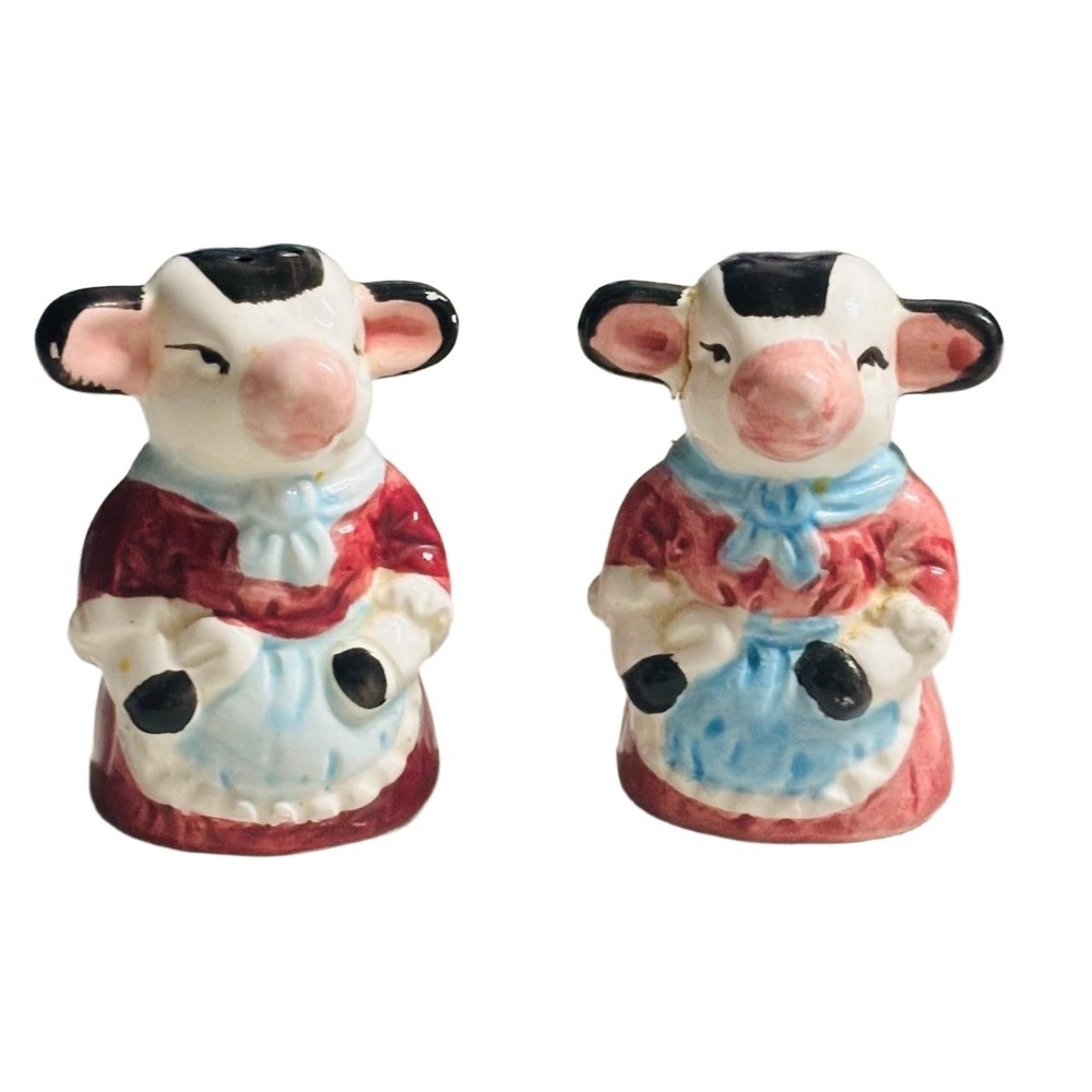 Vintage Jersey Cow Salt & Pepper Shakers Farmhouse Country Kitchen Collectible